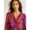 thumbnail image 3 of Sofia Jeans Women's Belted Cross Front Maxi Dress with Long Sleeves, Above Ankle Length, Sizes XS-XXXL, 3 of 4