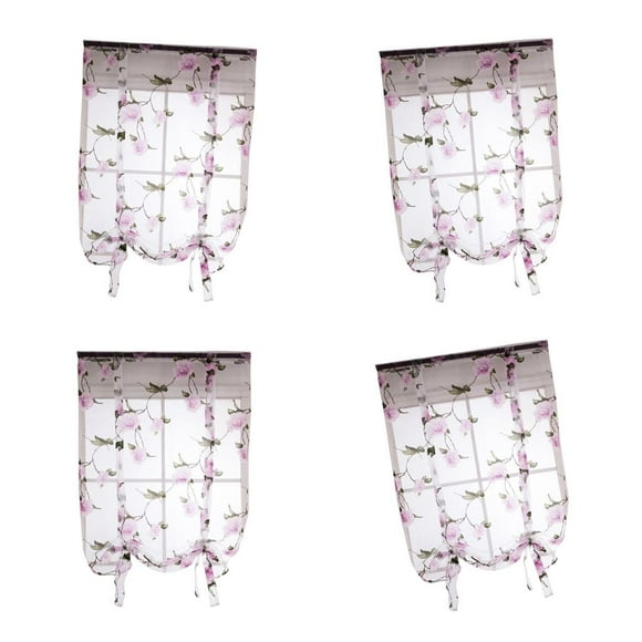Cortina Romana Floral Elegante de 4 Piezas, Decoración para El , , 80x100cm Púrpura