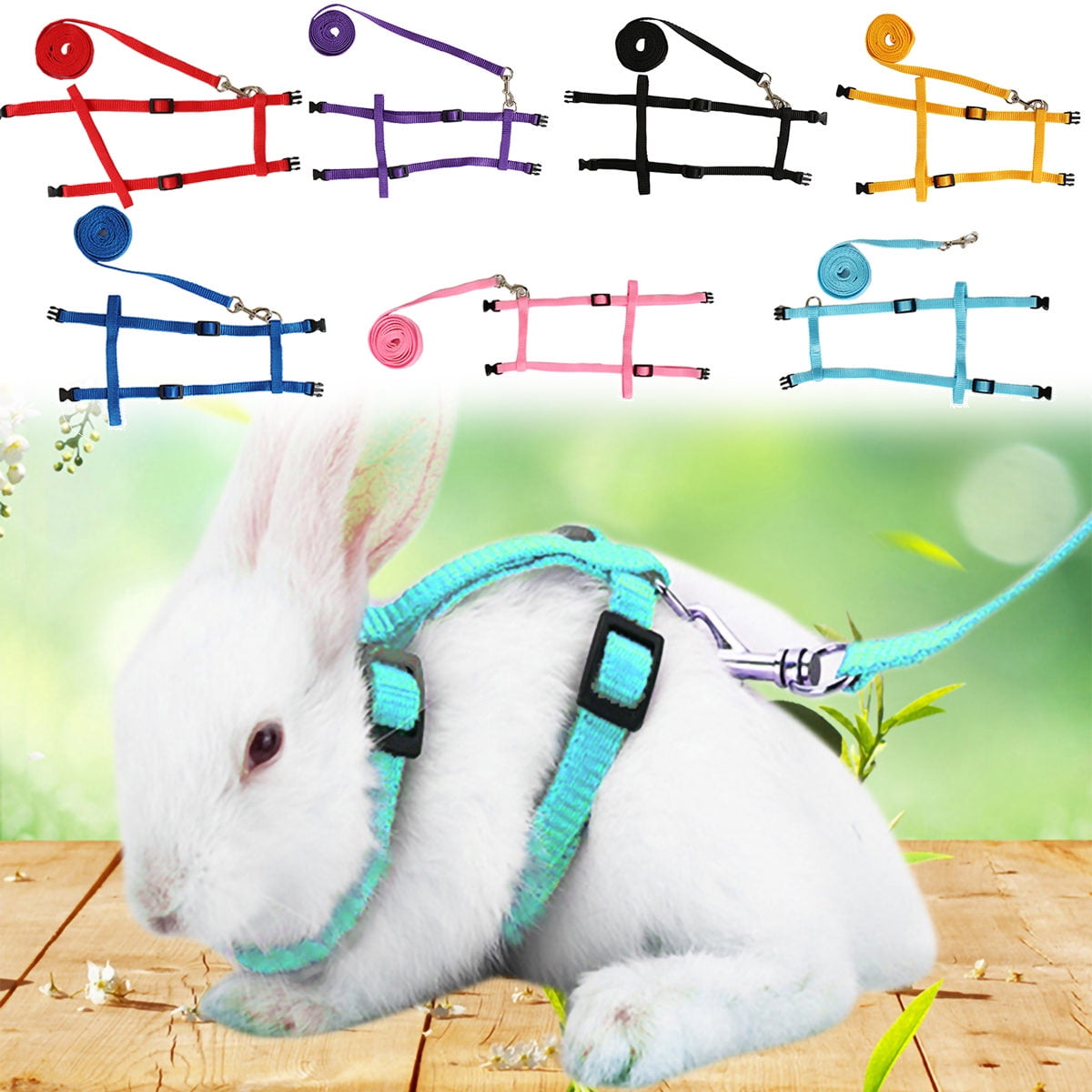 Small Pets 4 Sets Adjustable Bunny Rabbit Harness and Leash Set Small Pet Cute Vest Harness Leash Ferret Harness Guinea Pig Harness Ferret Leash with Decorations for Bunny Kitten Puppy 