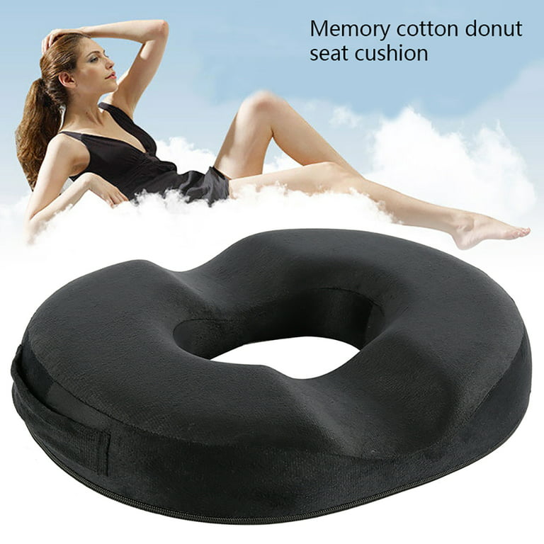 NKTIER Donut Ring Cushion Rebound Memory Foam with Luxury Cover for Relief  of Hemorrhoids, Orthopedic Fixed Seat Cushion, Coccyx or Postpartum Pain  Car, Wheelchair, Office, Black 