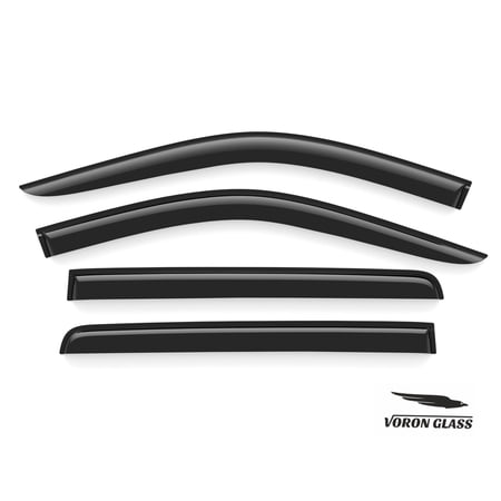 Voron Glass Tape-on Extra Durable Rain Guards for Trucks Chevrolet (Chevy) Silverado/GMC Sierra 2500HD, 3500HD 2020-2026 Crew Cab, Window Deflectors, Vent Window Visors, 4 Pieces - 120086v2