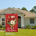 thumbnail image 2 of JOOCAR Merry Christmas Poinsettia Floral Garden Flag for Winter Christmas Home Outdoor Garden Yard Door Decor 12x18 inch, 2 of 5