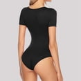 thumbnail image 4 of 2DXuixsh Combinaison pour Femmes Combinaison Basse Ronde Décontractée Confort Col Manches Courtes Aguichant Couleur Unie Mode Grande Taille Combinaison pour Femmes Courbes Noir Taille P, 4 of 6