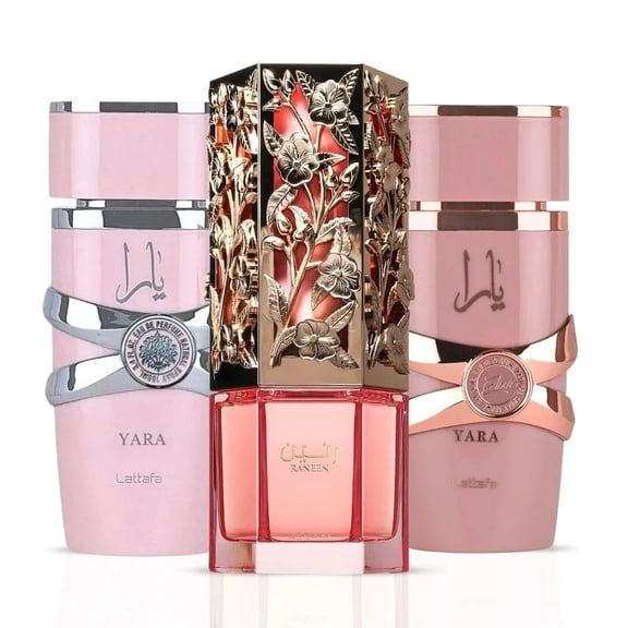 Yara and Yara Elixir 100ml by Lattafa & Raneen 80ml by Asdaaf Eau De Parfum Spray (Bundle)