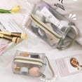 thumbnail image 5 of Women Fashion Multifunction Net Yarn Durable Makeup Purse Transparent Net Yarn Bag Handbag Makeup Pouch Toiletry Bags PINK L, 5 of 8