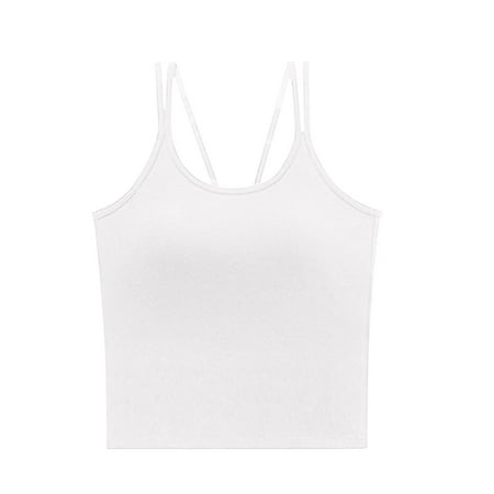 POIUYTR Cross Straps Tank Top with Shelf Bra - Lightweight Cooling Bralette for Women Sleeveless Basic Sports Tops