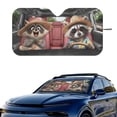 thumbnail image 2 of Xixirimido Car Windshield Sun Shade Car Sun Visor Block UV Rays Foldable Automotive Windshield Sunshades Front Window Sun Blocker Keep Your Vehicle Cool, Cartoon Raccoons, 2 of 8