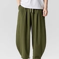 thumbnail image 4 of Xdegoge Men'S Linen Pants Baggy Wide Leg Casual Loose Fit Yoga Lounge Harem Trousers with Elastic Waist Drawstring Summer Beach Vacation Bottoms, 4 of 9