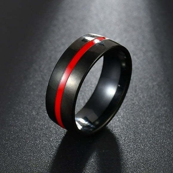TopLLC Rings Couple Ring Wood Grain Titanium Steel Heart Three Layer Ring Ring Set Ring ring