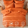 thumbnail image 3 of Flymme Orange Comforter Set Queen Size Boho Bedding Shabby Chic 7-Piece Bed in a Bag Pom Pom Textured Comforter Set with Sheets for All Season, 3 of 8