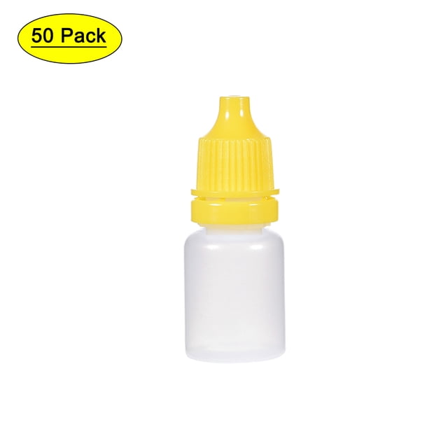 Uxcell Botellas de Goteo Vacías de Plástico de Boca Pequeña de 5ml/0.17oz Amarillo 50 Contenido