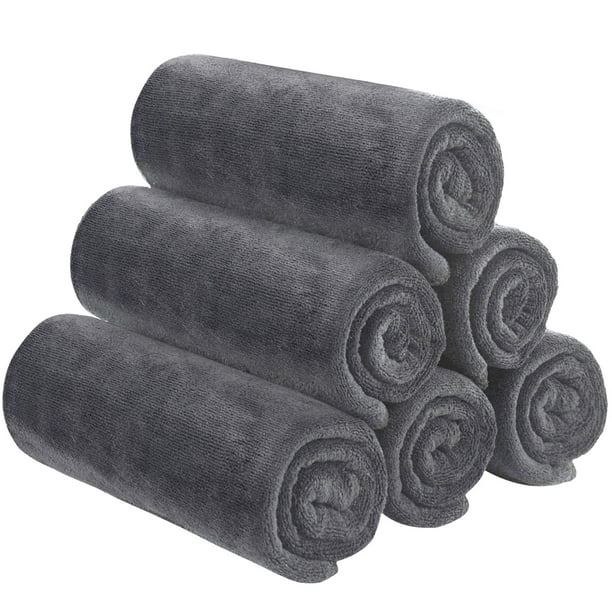 Toalla SINLAND de microfibra, 41 x 81 cm, 6 unidades, color gris oscuro