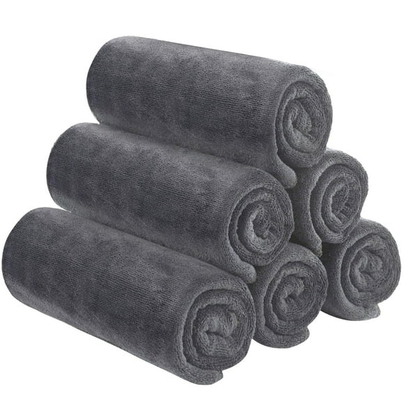 Toalla SINLAND de microfibra, 41 x 81 cm, 6 unidades, color gris oscuro