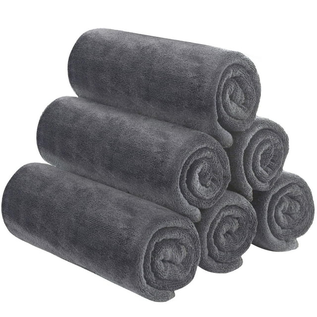 Toalla SINLAND de microfibra, 41 x 81 cm, 6 unidades, color gris oscuro