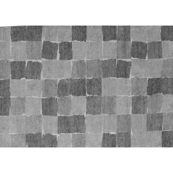 Ahgly Company Indoor Rectangle Checkered Gray Modern Area Rugs, 5' x 7'