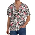 thumbnail image 1 of Fotbe Rose Mix Leopard 3 Camisa Estampada de Manga Corta para Hombre, Casual de Verano, Estilo Playero, Sin Arrugas-3X-Large, 1 of 5