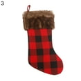 thumbnail image 2 of Limei 1Pcs Christmas Stocking, Christmas Tree Snowflake Lattice Hanging Ornament Stocking Xmas Candy Gifts Bags (Red Plaid), 2 of 7