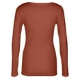 thumbnail image 3 of TINZ Womens Long Sleeve Neck Ribbed Knit Fitted Casual Tops Tee Slim Basic Shirts Athletic Tops for Women Loose Fit Women Compression Shirts Long Sleeve Compression Long Sleeve Women, 3 of 4