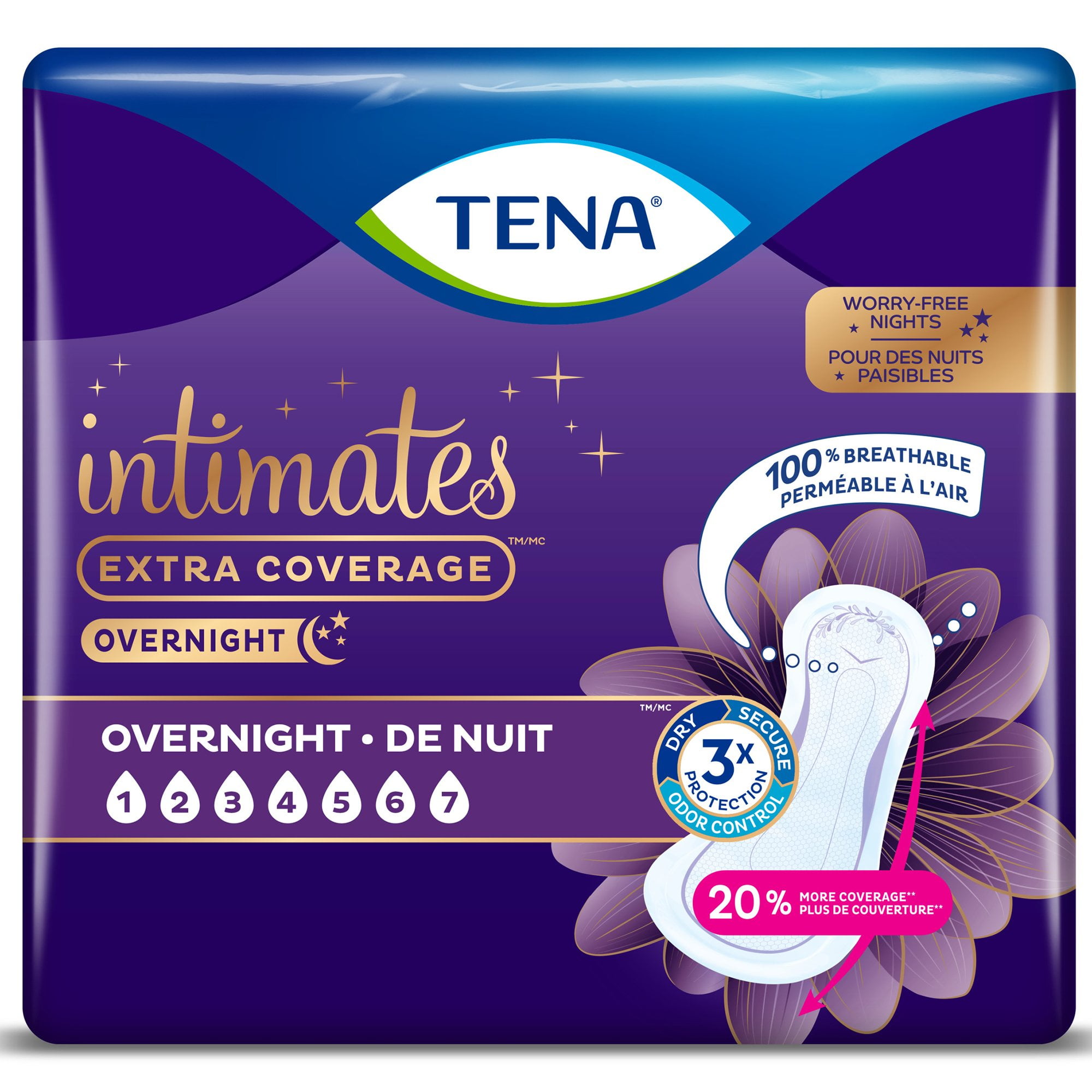 TENA Intimates Overnight, DryFast Core, Womens Bladder Control Pads
