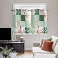 thumbnail image 4 of Boho Spring Floral Kitchen Curtains Window Panels, Retro Flowers Plants Patchwork Grid Green Insulated Window Treatment Curtain, Grommet Curtains for Bedroom/Living Room/Bathroom, 2 Piece 52"Wx45"L, 4 of 8