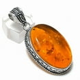 thumbnail image 2 of Natural Baltic Amber Gemstone 925 Steling Silver Jewelry Pendant 2.17", 2 of 2