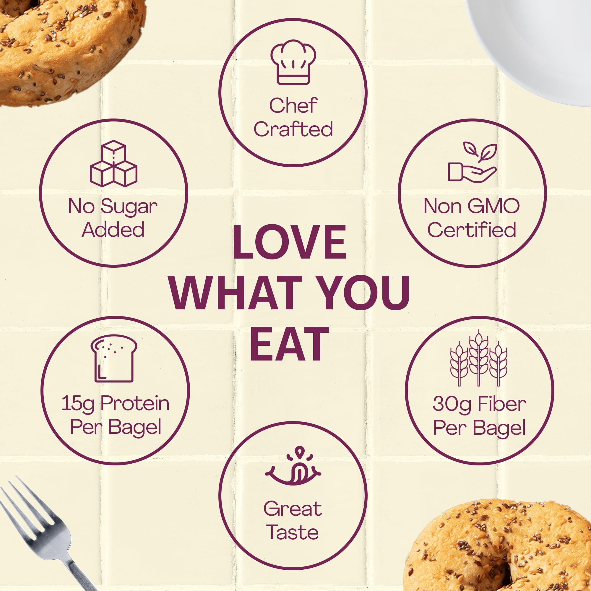 Sola Bread Wheat Everything Bagels, Non-GMO, 12.4 oz, 4 Count ( PACK OF 2 ) FREE CHOCOLATE HERSHEY'S