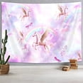 thumbnail image 3 of Unicorn Tapestry Wall Hanging, Fantasy Horses Rainbow Stars with Cute Cloud on Abstarct Pink Backdrop, Bright Color Purple Pink Girl Room Decor Tapestres Wall Art for Bedroom Home, 3 of 3