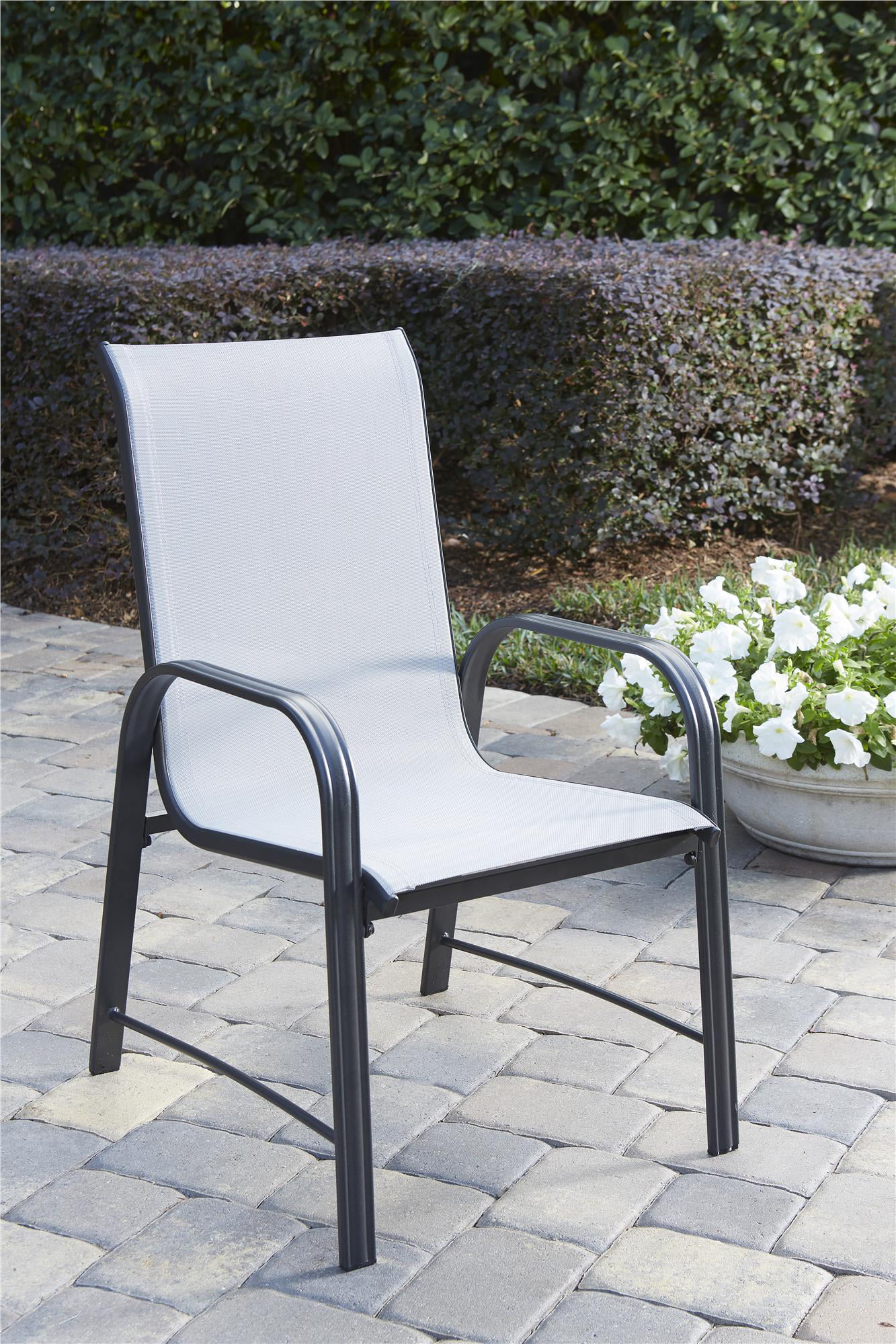 Cosco Outdoor Living Paloma Steel Patio Dining Chairs Light Gray Sling