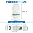 thumbnail image 2 of Uxcell 8 Pcs PG7 Cable Gland, 3.5-6.5mm Wire Hole Strain Relief Cable Joint for Cable Fixing, Wiring, Repairing, Gland Replacement, Electrical Appliances, White, 2 of 6