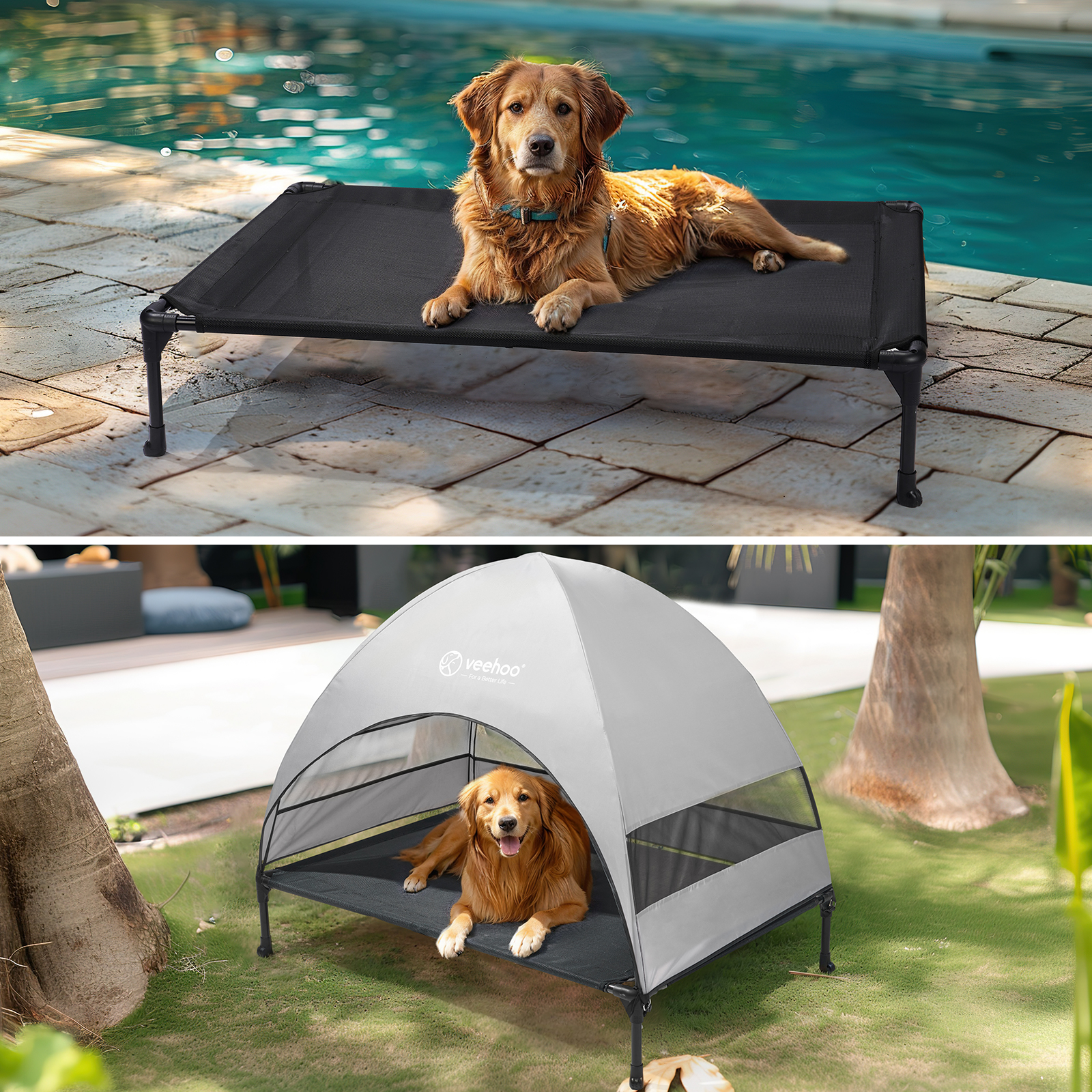 Veehoo Outdoor Dog Bed with Removable Canopy, Large photo 6