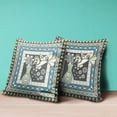 thumbnail image 4 of 18" x 18" Black and White Peacock Blown Seam Floral Indoor Outdoor Throw Pillow, 4 of 5
