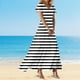 thumbnail image 1 of WILLBEST Vestido Largo De Mujer Con Cuello En V, Manga Corta, Cintura Alta, Estilo Bohemio, Para Verano, Vacaciones, Playa, Fluido, 1 of 3