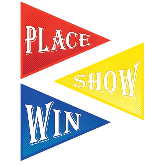 Beistle Club Pack of 38 Red and Yellow Win/Place/Show Cutouts 21"