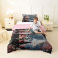 thumbnail image 4 of Homewish Watercolor Cherry Blossom Twin Comforter Sets,Japanese Artwork Bedding Set,Blue Red,Pink Reversible,2 Pieces,1 Comforter and 1 Pillowcase, 4 of 7