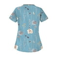 thumbnail image 3 of YDKZYMD Nurse Scrub Tops Uniform Womens Sets Plus Size Floral Flowers Workwear Graphic with Pockets Scrub Shirt Plus Size Jogger Nurse Uniform Scrub Tops Petite V Neck Short Sleeve Scrubs Sky Blue XL, 3 of 3
