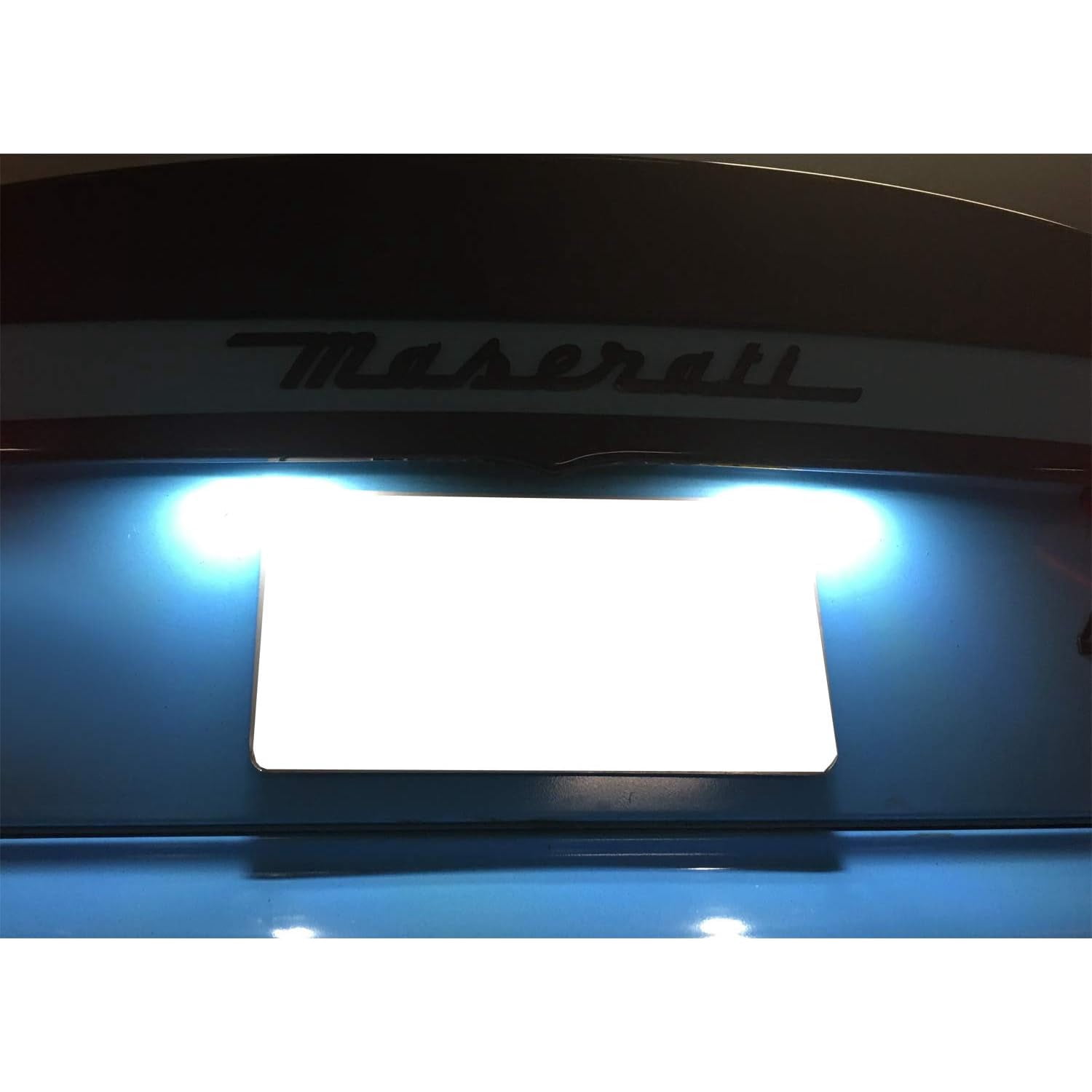OEM-Fit White 18-SMD Full LED License Plate Light Assembly For Maserati 4200 GT Coupe/Spyder, GranTurismo, Replace OEM Incandescent Lamps