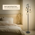 thumbnail image 5 of Dimmable Floor Lamp with 3 Pack Dimmable Edison Bulbs, 65 in Farmhouse Industrial Floor Lamp Standing Boho Lamp with Remote Rattan & Fabric Shades Tall Lamps for Living Room Bedroom Dining Room-Black, 5 of 8