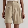 thumbnail image 2 of JIAYUE Women's Bermuda Shorts Buttons Solid Color Summer Elastic High Waisted Wide Leg Business Casual Dressy With Pockets Breathable Female Bottoms, 2 of 6