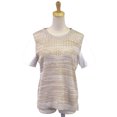 thumbnail image 2 of Lush Lightweight Short Sleeve Knit With Open Stitch Top Faux Leather Sleeves, 2 of 5
