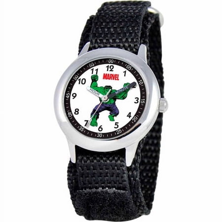 Hulk Boys' Stainless Steel Watch, Black Strap
