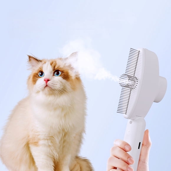 Pet Supplies Grooming Brush With Negative Ion Spray Detangling Shedding Flea Removal For Cats Dogs Self Cleaning Massage Tool With 1mm Fine Needles LED Light And USB Rechargeable