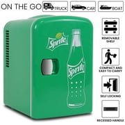 Coca-Cola Sprite 4L Cooler and Warmer,12V DC and 110V AC Cords, 6 Can Portable Mini Fridge, Personal Travel Refrigerator, Green