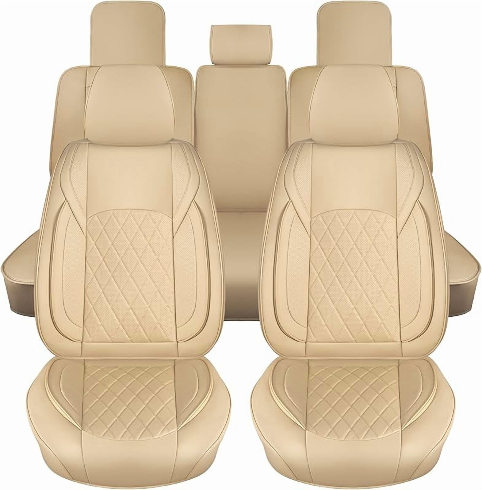 Seat Covers for 2009-2025 Ford F150 SuperCrew & 2017-2025 F250/F350/F450 Super Duty Crew Cab Pickup XL XLT Lariat King Ranch | Custom-Fit Front Seat Covers(Beige)