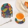 thumbnail image 5 of Leaves Colorful 6 Pcs Drink Coasters with Holder Absorbent Coasters Woven Coasters for Drinks Table Desk Protection Home Decor, 5 of 7