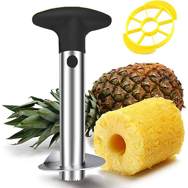 Pelador y rebanador de piña, pelador de cortador de piña de cocina de acero inoxidable 304 más grueso para quitar y cortar fácilmente el núcleo con cuña, herramienta premium para quitar el núcleo de JAMW Sencillez