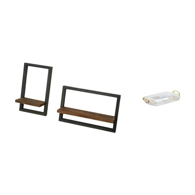 Estantes Flotantes Rústicos Modernos Y Juego De Bandeja Rectangular Nórdica Para Tocador, Ideales Para Cocina, Oficina, Comedor Y Dormitorio. Organizador De Almacenamiento Y Exhibición.