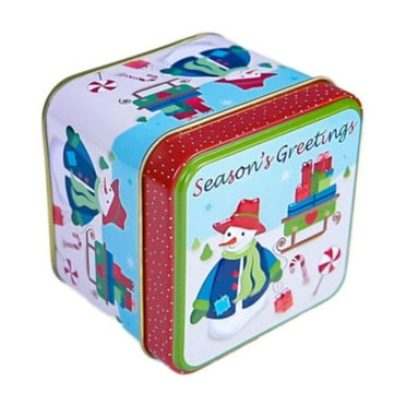 MOQIN Christmas Cookie Tins with Lids Square Candy Metal Cookie Tins Empty Retro Xmas Metal Gift Box Large Capacity Xmas Tin Containers for Holiday Storing Cookies Candies Treat