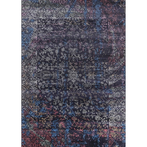 Ahgly Company Indoor Rectangle Mid-Century Modern Charcoal Black Oriental Area Rugs, 8' x 12'