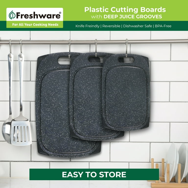 Freshware Plastic Cutting Boards For Kitchen (3-Piece)