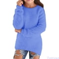 thumbnail image 2 of Fozruso Pullover Sweaters for Girls Kids Fall Winter Knit Sweater Crewneck Warm Fluffy Fuzzy Sweater,Blue, 2 of 7